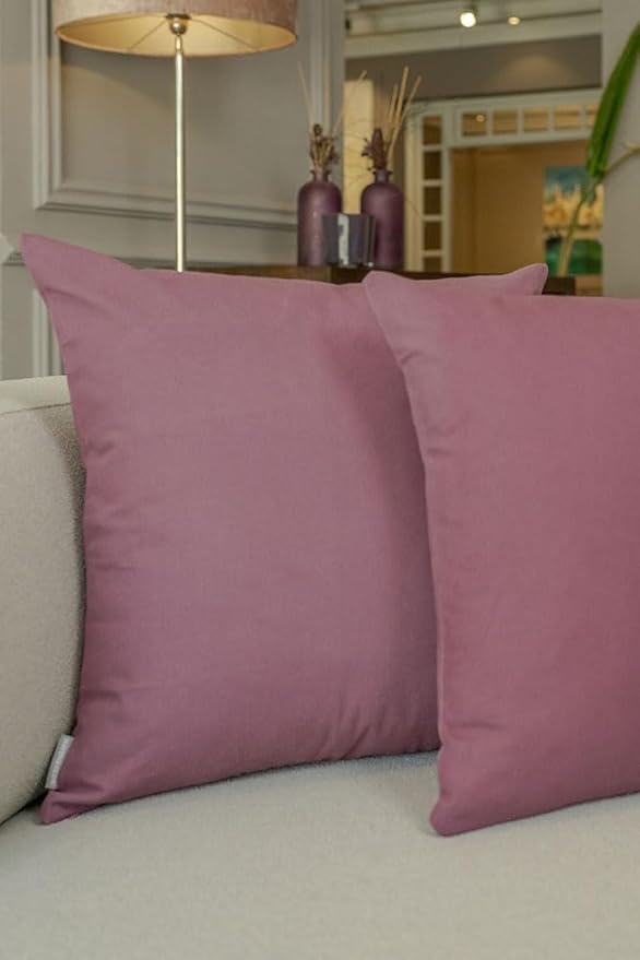 Haven & Glow Decorative Throw Pillow Cover – Square Cushion Case with Zipper | Modern Sofa, Couch & Bed Accent Pillow Covers for Living Room, Bedroom & Home Decor | 20 x 20 Inch – Violet – Pack of 2