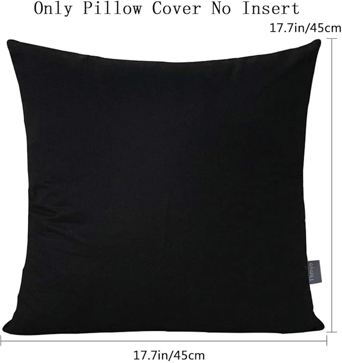 Thmyo 4-Pack 100% Cotton Comfortable Solid Decorative Throw Pillow Case Square Cushion Cover Pillowcase Sublimation Blank Pillow Covers Christmas DIY Throw Pillowcase for Sofa(18x18inch/45x45cm,Black)