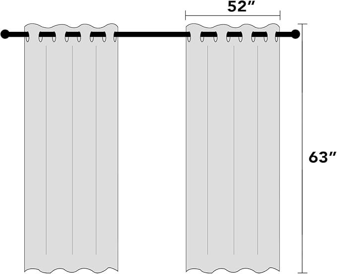 PrinceDeco 100% Blackout Curtains for Bedroom 63 Inches Long 2 Panels Set Anti-Rust Grommet Room Darkening Curtains & Drapes Linen Textured Window Treatment Drapes with White Liner, Grey
