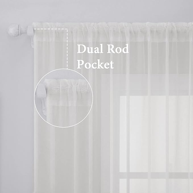 MIULEE Ivory Window Sheer Curtains for Bedroom Living Room Solid Elegant Net Drapes 2 Panels Width 38 x Length 84 Inches