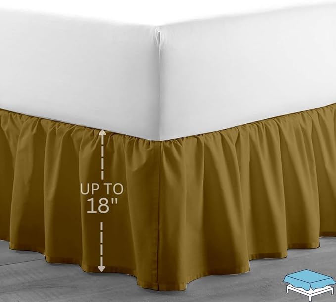Ruffle Bed Skirt with Split Corners, Microfiber Dust Ruffled for a Perfectly Tailored Bedding Ensemble, Wrinkle and Fade Free, Easy Fit, Full Size 18 Inch Drop, Taupe