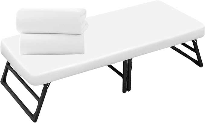 Lukeville's Cot Sheet 30" x 80", Daycare for Cot Size Mattress Sheets Pack of 2 Fitted Narrow Twin/Camp Bunk/Rvs Bunk/Trifold Mattress, Soft and PolyBlend Microfiber Cover for Toddler,White