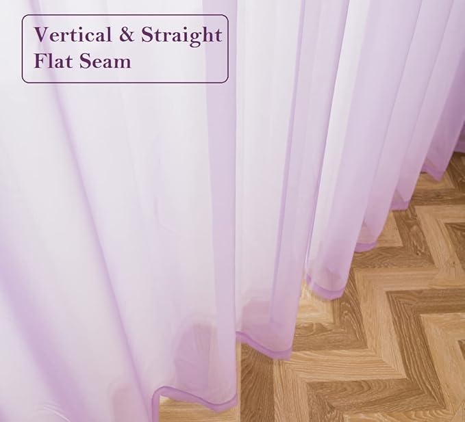 PI Sheer Curtains 63 inches Long with Grommet,Soft Polyester Voile Textured Window Draperies for Dinning Room/Kids Room 2 Panels (W52 X L63, Violet Purple)