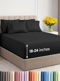 Extra Deep Queen Sheet Set - 6 Piece Breathable and Cooling Sheets - Hotel Luxury Bed Sheets Set - Easy & Secure Fit - Soft, Wrinkle Free and Comfy Sheets Set - Black Sheet Set with Extra Deep Pockets