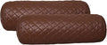 Neck Roll Pillow Cushion Cover, 18x7 Inch Full Moon Round Bolster Pillow Case, Cylinder Soft Lambskin Leather Pillowcase for Head, Spine & Neck Support During Sleep - Quilted Chocolate Brown Pack of 2