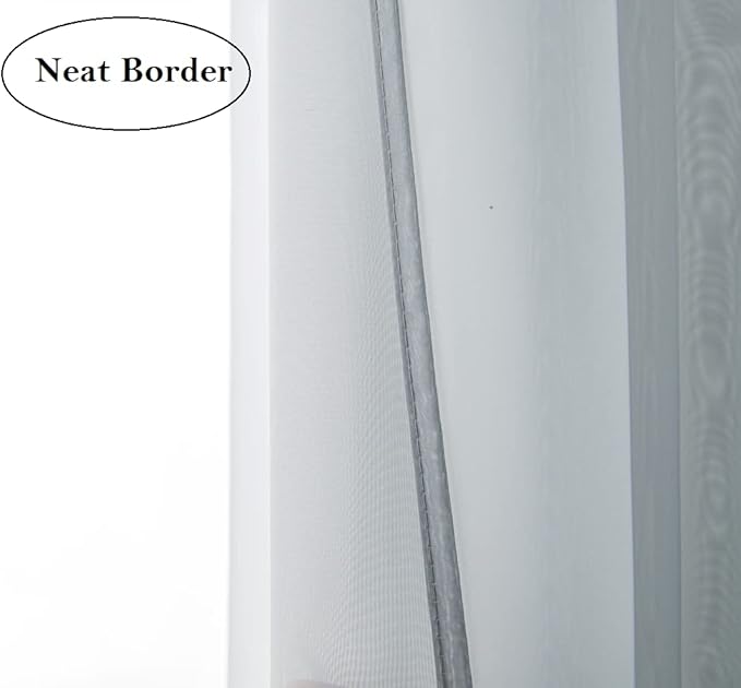 PI Grey Sheer Curtains 45 inches Long with Grommet,Extra Short Sheer Window Curtain for Study/Kitchen 2 Panels (W52 X L45, Blue Grey)