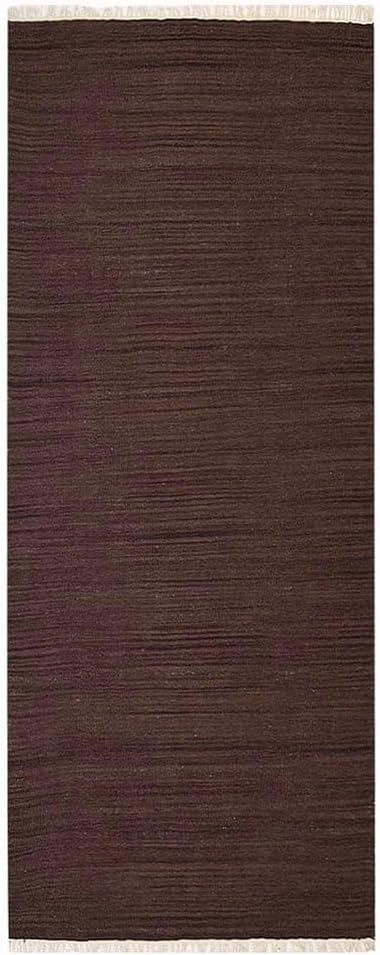 Rugsotic Carpets Hand Woven Flat Weave Kilim Wool 2'6''x10' Runner Area Rug Solid Dark Brown D00111