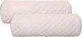 Neck Roll Pillow Cushion Cover, 20x7 Inch Full Moon Round Bolster Pillow Case, Cylinder Soft Lambskin Leather Pillowcase for Head, Spine & Neck Support During Sleep - Quilted White Pack of 2