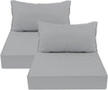 AAAAAcessories Outdoor Deep Seat Cushions, Waterproof, Fade-Resistant Patio Furniture Replacement Cushions, 25.5" x 25.5" x 5" + 25.5" x 13.5", Set of 2, Gray