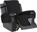 H.VERSAILTEX Reversible Quilted Recliner Covers Water Resistant Furniture Protector for Reclienr Chair with Elastic Straps for Pets Kids Sitting Width Up to 28"(Oversized Recliner, Black/Grey)