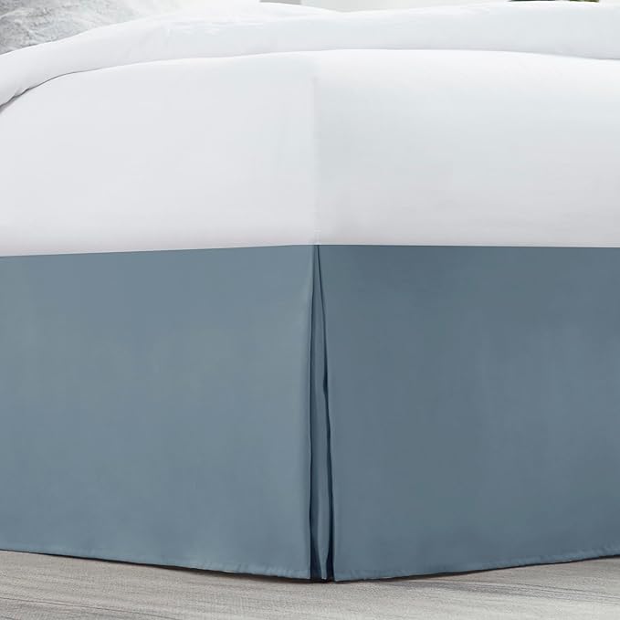 Nestl Stone Blue Bed Skirt Queen Size - Queen Bed Skirt 14 Inch Drop - Brushed Microfiber Bed Skirts - Hotel Quality Pleated Bed Skirt - Shrinkage & Fade Resistant