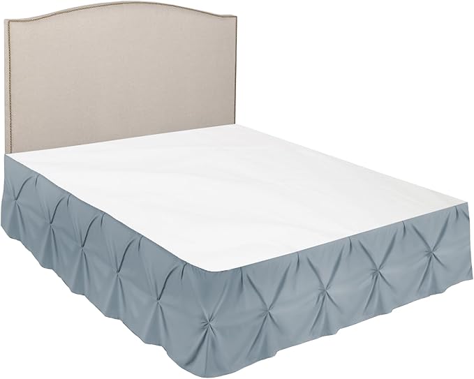 Nestl Stone Blue Bed Skirt Queen Size, Pinch Pleat Queen Bed Skirt, 14" Inch Drop Queen Bedskirt, Hotel Quality Stone Blue Bed Skirts, Microfiber Bedskirt for Queen Bed, Stone Blue Queen Bed Skirt