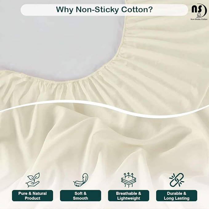 NON Sticky cotton Twin Size Sleeper Sofa Sheets, 4 Piece Egyptian Cotton Bed Sheet Set for Sofa Bed, 7" Deep Pocket for Pull Out Couch Mattress, 39" x 75", Ivory Solid, Soft & Breathable