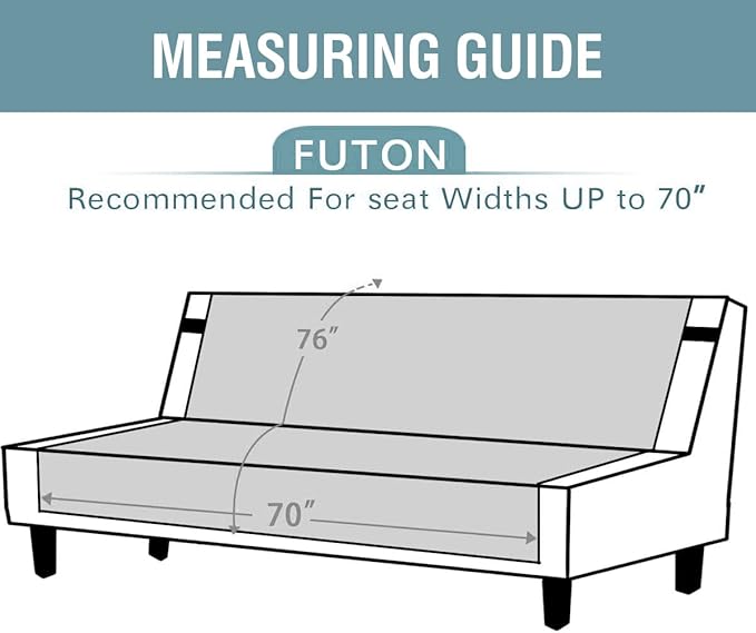 H.VERSAILTEX Reversible Futon Cover Water Repellent Armless Sofa Slipcover Washable Furniture Protector with Adjustable Elastic Strap Anti-Slip Futon Bed Cover for Dogs 70" Width Seat(Grey/Beige)