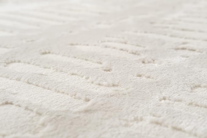 Revival Rugs Shell 5'3"x7'10" Washable Area Rug for Living Room Bedroom - 100% Recycled Oeko-TEX Certified, Medium Pile, Beige, Cream