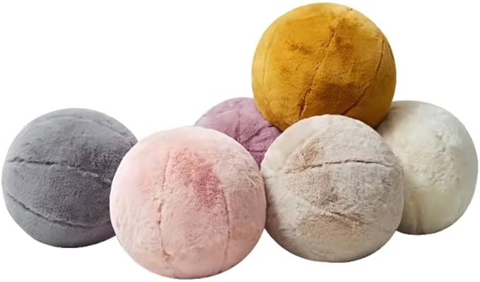 MOJUN Plush Ball Pillow, Round Throw Pillow Home Decoration Floor Pillow Cushion, Sphere Pillow for Chair Couch Sofa Bedroom Gift (13.77inch, White)