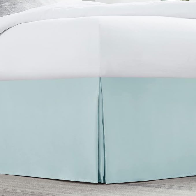 Nestl Light Baby Blue Twin Bed Skirt - Twin Size Bed Skirt 14 Inch Drop - Brushed Microfiber Bed Skirts - Hotel Quality Pleated Bed Skirt - Shrinkage & Fade Resistant
