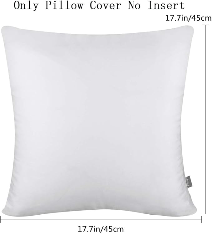 Thmyo 4-Pack 100% Cotton Comfortable Solid Decorative Throw Pillow Case Square Cushion Cover Pillowcase Sublimation Blank Pillow Covers Christmas DIY Throw Pillowcase (18x18inch/45x45cm,White)