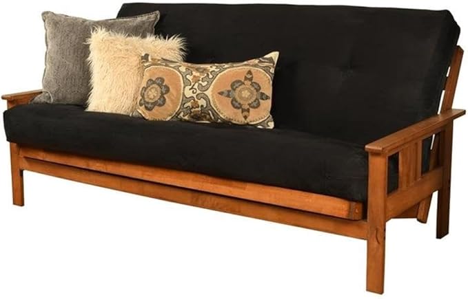 BOWERY HILL Full-Size Suede Fabric Futon in Black-Frame Not Included