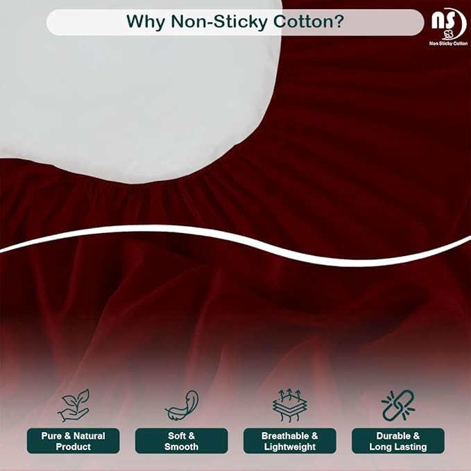 NON Sticky cotton Full Size Sleeper Sofa Sheets, 4 Piece Egyptian Cotton Bed Sheet Set for Sofa Bed, 6" Deep Pocket Fitted Sheet for Pull Out Couch Mattress, 54" x 75", Burgundy Solid