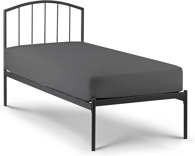 Lukeville's Cot Sheet 25" x 75", Daycare for Cot Size Mattress Sheets Pack of 2 Fitted Narrow Twin/Camp Bunk/Rvs Bunk/Trifold Mattress, Soft and PolyBlend Microfiber Cover for Toddler, Dark Grey