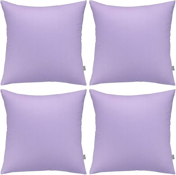 4-Pack 100% Cotton Comfortable Solid Decorative Throw Pillow Case,Thmyo Square Cushion Cover Pillowcase Sublimation Blank Pillow Covers DIY Throw Pillowcase for Sofa(16x16 inch/ 40x40cm,Light Purple)