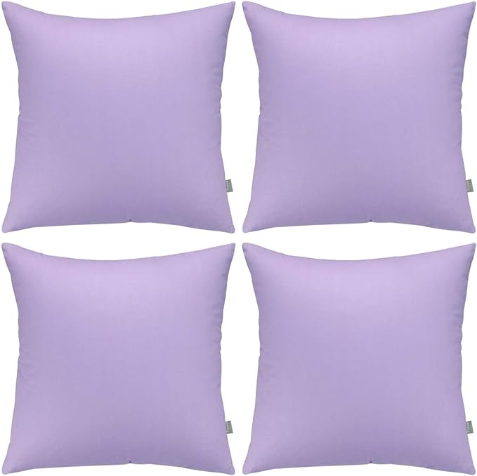 4-Pack 100% Cotton Comfortable Solid Decorative Throw Pillow Case,Thmyo Square Cushion Cover Pillowcase Sublimation Blank Pillow Covers DIY Throw Pillowcase for Sofa(18x18 inch/ 45x45cm,Light Purple)