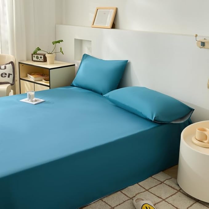 WenBags Lightweight Waterproof Flat Sheet 90 * 98 Inches King Size-Mattress Protector for Bed & Couch, Pet Hair Resistant Cover Ideal for Dogs & Cats, Perfect for Hotels & Hospitals (Blue)