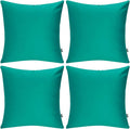 Thmyo 4-Pack 100% Cotton Comfortable Solid Decorative Throw Pillow Case, Square Cushion Cover Pillowcase Sublimation Blank Pillow Covers DIY Throw Pillowcase for Sofa(18x18 inch/ 45x45cm,Lake Blue)