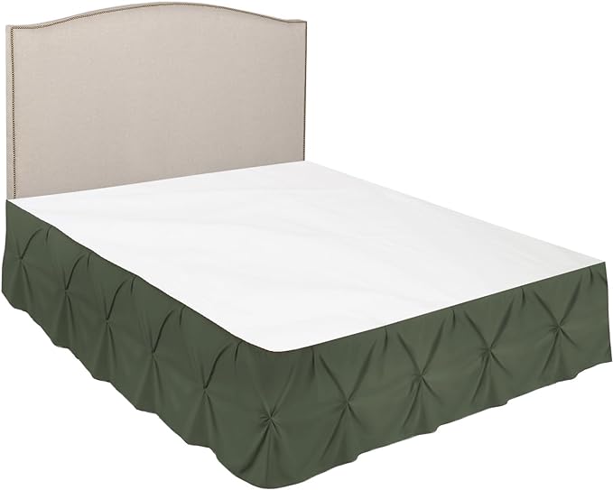 Nestl Olive Green Bed Skirt Twin Size, Pinch Pleat Twin Bed Skirt, 14" Inch Drop Twin Bedskirt, Hotel Quality Olive Green Bed Skirts, Microfiber Bedskirt for Twin Bed, Olive Green Twin Bed Skirt