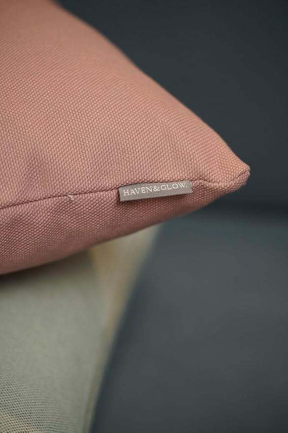 Haven & Glow Decorative Throw Pillow Cover – Square Cushion Case with Zipper | Modern Sofa, Couch & Bed Accent Pillow Covers for Living Room, Bedroom & Home Decor | 18 x 18 Inch – Deep Pink – 2 Pack