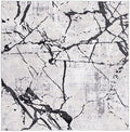 SAFAVIEH Amelia Collection Area Rug - 5' Square, Grey & Black, Modern Abstract Design, Non-Shedding & Easy Care, Ideal for High Traffic Areas in Living Room, Bedroom (ALA293K)