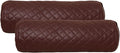 Neck Roll Pillow Cushion Cover, 16x5 Inch Full Moon Round Bolster Pillow Case, Cylinder Soft Lambskin Leather Pillowcase for Head, Spine & Neck Support During Sleep - Quilted Dark Brown Pack of 2