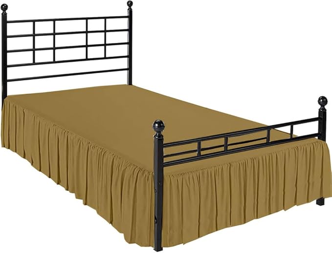Ruffle Bed Skirt with Split Corners, Microfiber Dust Ruffled for a Perfectly Tailored Bedding Ensemble, Wrinkle and Fade Free, Easy Fit, Queen Size 16 Inch Drop, Taupe