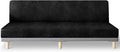 molasofa Leather Like Stretch Futon Slipcover Armless Futon Bed Sofa Cover Furniture Protector with Elastic Bottom, Soft and Washable Futon Cover for Sofa Bed Stay in Place（X Larger，Black）