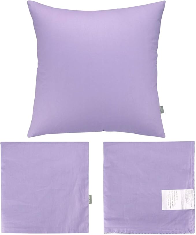 4-Pack 100% Cotton Comfortable Solid Decorative Throw Pillow Case,Thmyo Square Cushion Cover Pillowcase Sublimation Blank Pillow Covers DIY Throw Pillowcase for Sofa(20x20 inch/ 50x50cm,Light Purple)