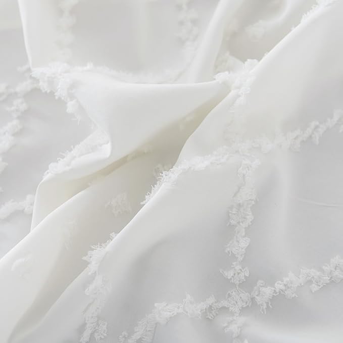 Bed Skirt Queen Size Ruffled Bed Skirt with Split Corners, 18 Inch Drop Dust Ruffle Bed Skirts with Platform, Boho Tufted Shabby Chic Queen Size Bed Skirts, Ivory