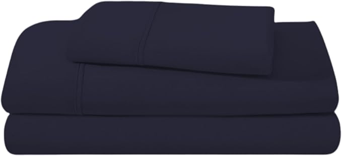 Camping Cot Sheets 33" x 75" - 3 Piece Cot Sheet Set for Bunk Bed - fits upto 9" Deep Mattress, Perfect for Narrow Twin, Camping Cot, RV Bunk, Guest Beds, Trifold Mattress - Navy Blue