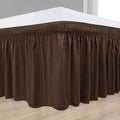 Chocolate Wrap Around Bed Skirts with 16" Drop - Three Sides Fabric Adjustable Elastic Dust Ruffle Silky Soft -600 TC Stretchy Bed Skirt-King(76"X 80") Chocolate