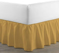 Bed Skirt - Ruffled Bed Skirt (Twin, Gold) 12 Inch Drop Dust Ruffle with Platform, 100% Cotton 800 Thread Count Fabric - Dust Ruffle Bedskirt for Easy Fitting and Easy Care