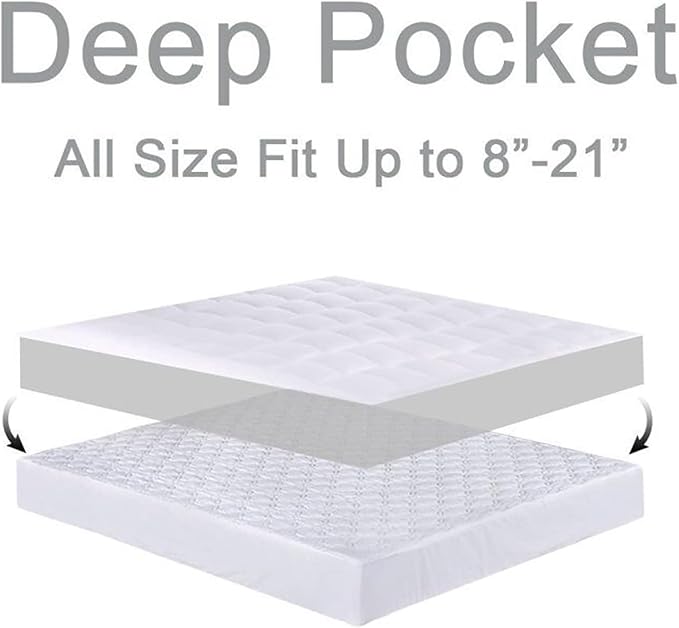 Mattress Topper Twin for Back Pain, Extra Thick Mattress Pad Cover, Plush Pillow Top, Deep Elastic Pocket, White,39"X75"+20"