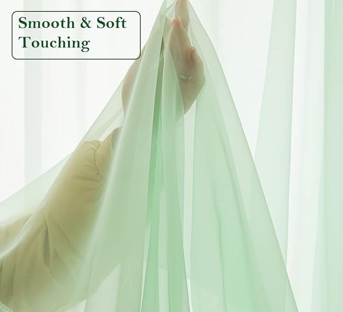 PI Green Sheer Curtains 84 Inches Long,Grommet Top Transparent Voile Sheer Draperies for Nursey/Kindergarten 2 Panels (W52 X L84, Mint Green)