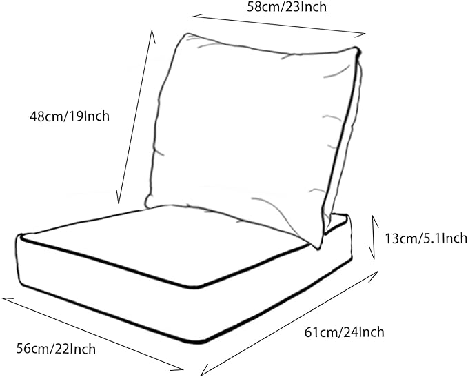 COZYVIDA Outdoor/Indoor 22x24 inch Deep Seat Patio Cushions Set of 2 Resilient Foam Filling Water Repellent Stain-Resistant UV Resistant Weather Resistant Patio Cushions Red