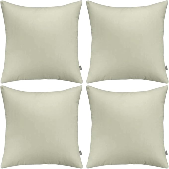 4-Pack 100% Cotton Comfortable Solid Decorative Throw Pillow Case,Thmyo Square Cushion Cover Pillowcase Sublimation Blank Pillow Covers DIY Throw Pillowcase for Sofa Bedroom(24x24 inch/ 60x60cm,Beige)