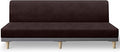 molasofa Leather Like Stretch Futon Slipcover Armless Sofa Cover Furniture Protector with Elastic Bottom, Soft and Washable Futon Cover for Sofa Bed （Extra Large，Chocolate）