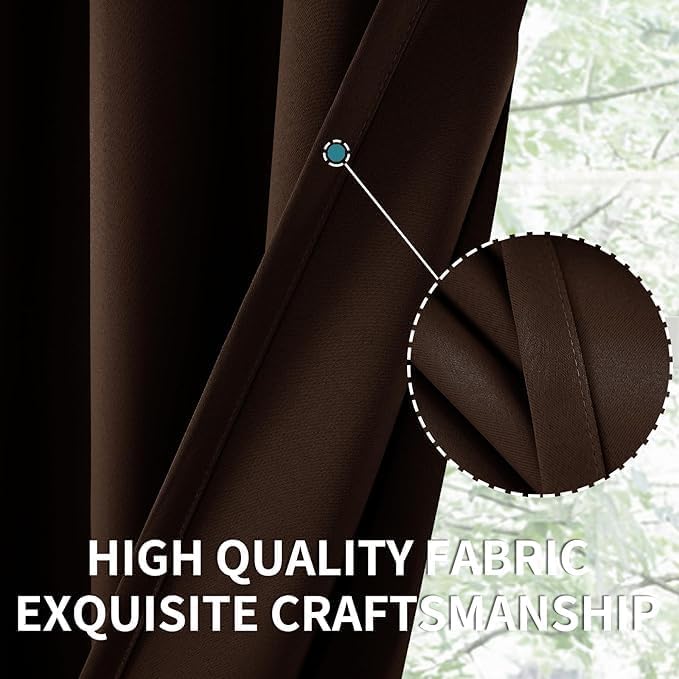 BGment Short Blackout Kitchen Curtains 45 Inches Long - Brown Thermal Insulated Drapes with Rod Pocket Room Darkening Privacy for Bathroom Small Windows, 34 x 45 Inch, 2 Panels