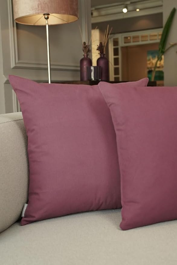 Haven & Glow Decorative Throw Pillow Cover – Square Cushion Case with Zipper | Modern Sofa, Couch & Bed Accent Pillow Covers for Living Room, Bedroom & Home Decor | 18 x 18 inches – Violet – 2 Pack