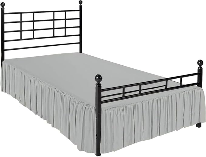 Ruffle Bed Skirt with Split Corners, Microfiber Dust Ruffled for a Perfectly Tailored Bedding Ensemble, Wrinkle and Fade Free, Easy Fit, Queen Size 18 Inch Drop, Light Grey