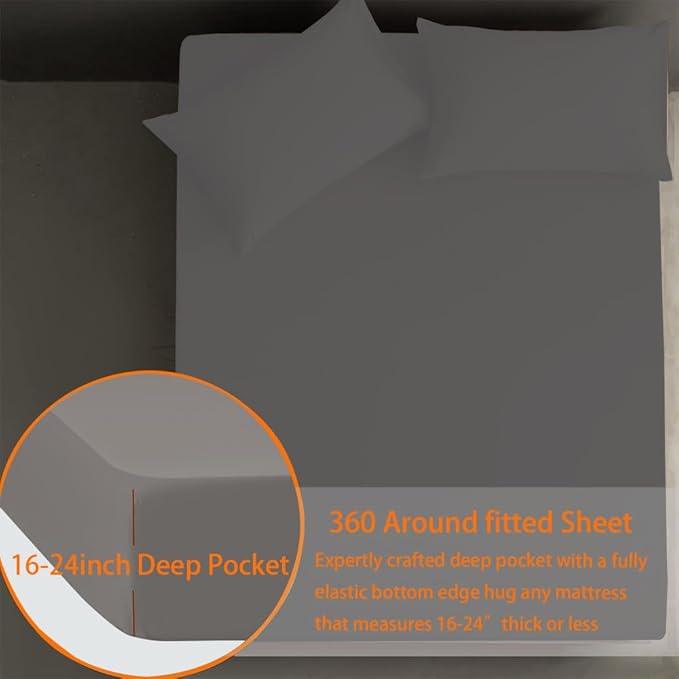 Queen Sheet Sets Air Mattress Sheets - 3 Pieces Queen Sheets Sets 16 to 24 inch - Inflate Without Disassembly Convenient & Firm Easy to use Air Mattress (Gray，Queen)
