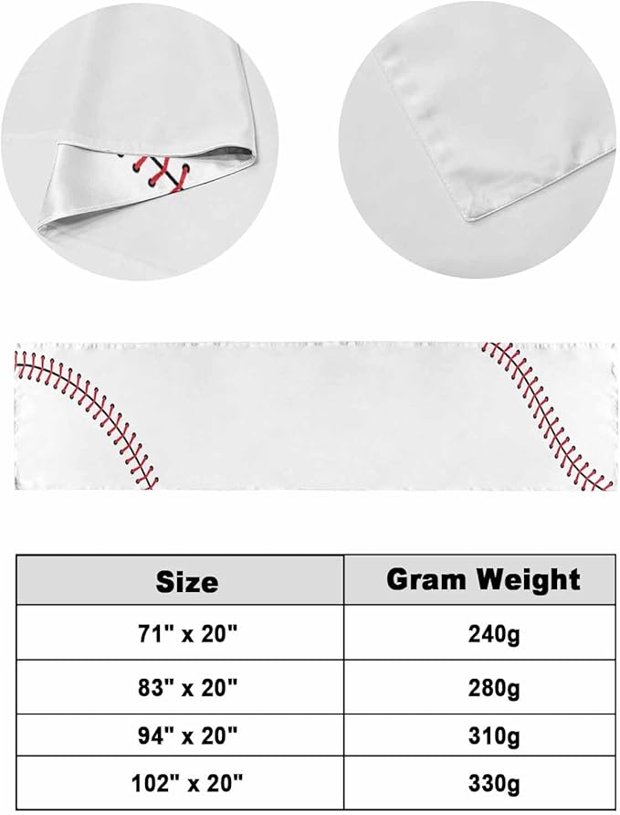 Baseball Sports Texture Bed Runners for Bedroom Hotel,Decorative Bedding Scarf White Red Lines Bed End Blanket Bedding Runner Scarves for Queen Size Bed,94x20in